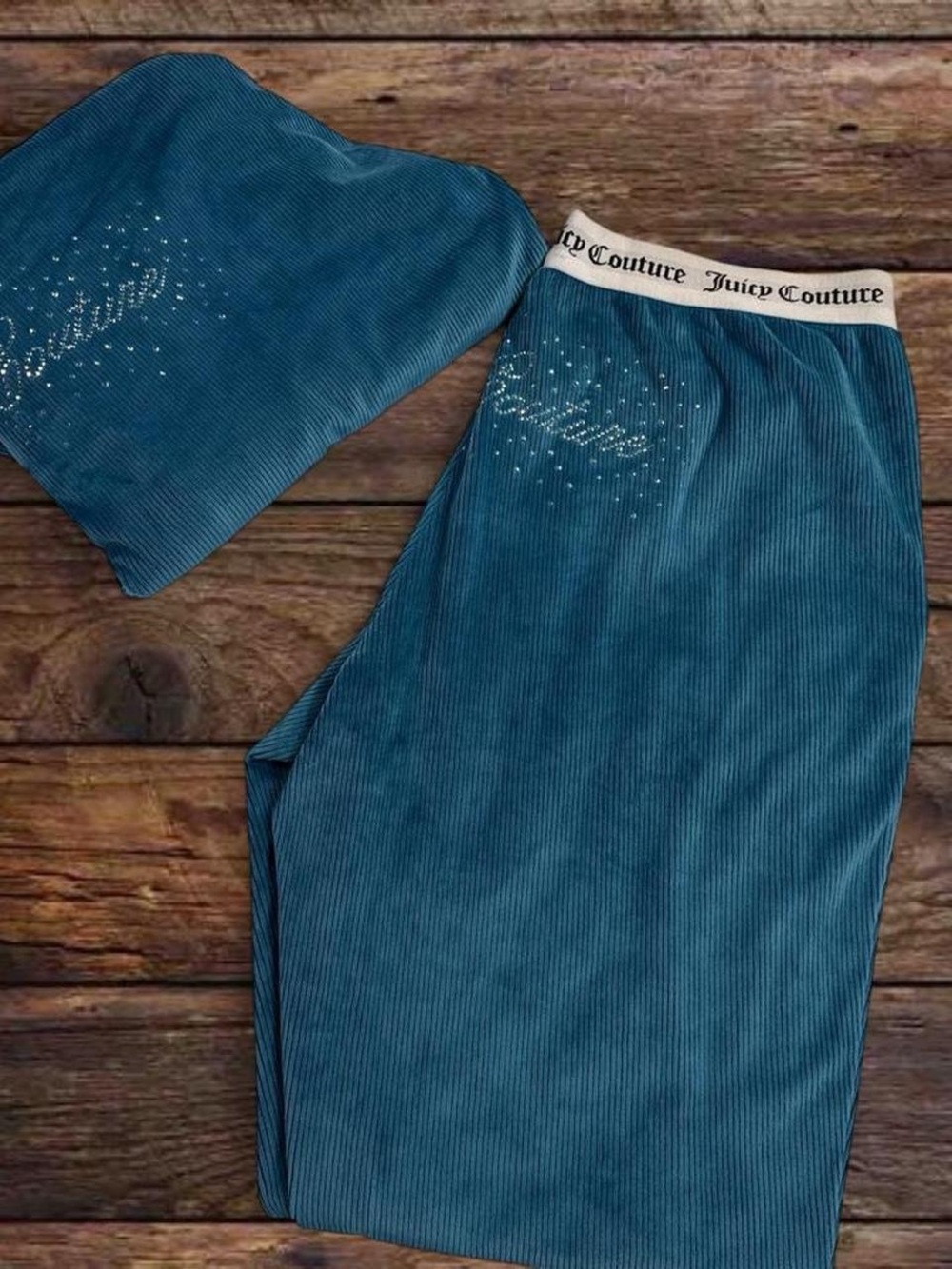 Juicy Couture Teal tracksuit set with Rhinestone Logo